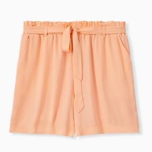 Torrid Peach Challis Paper Bag Tie Front Shorts